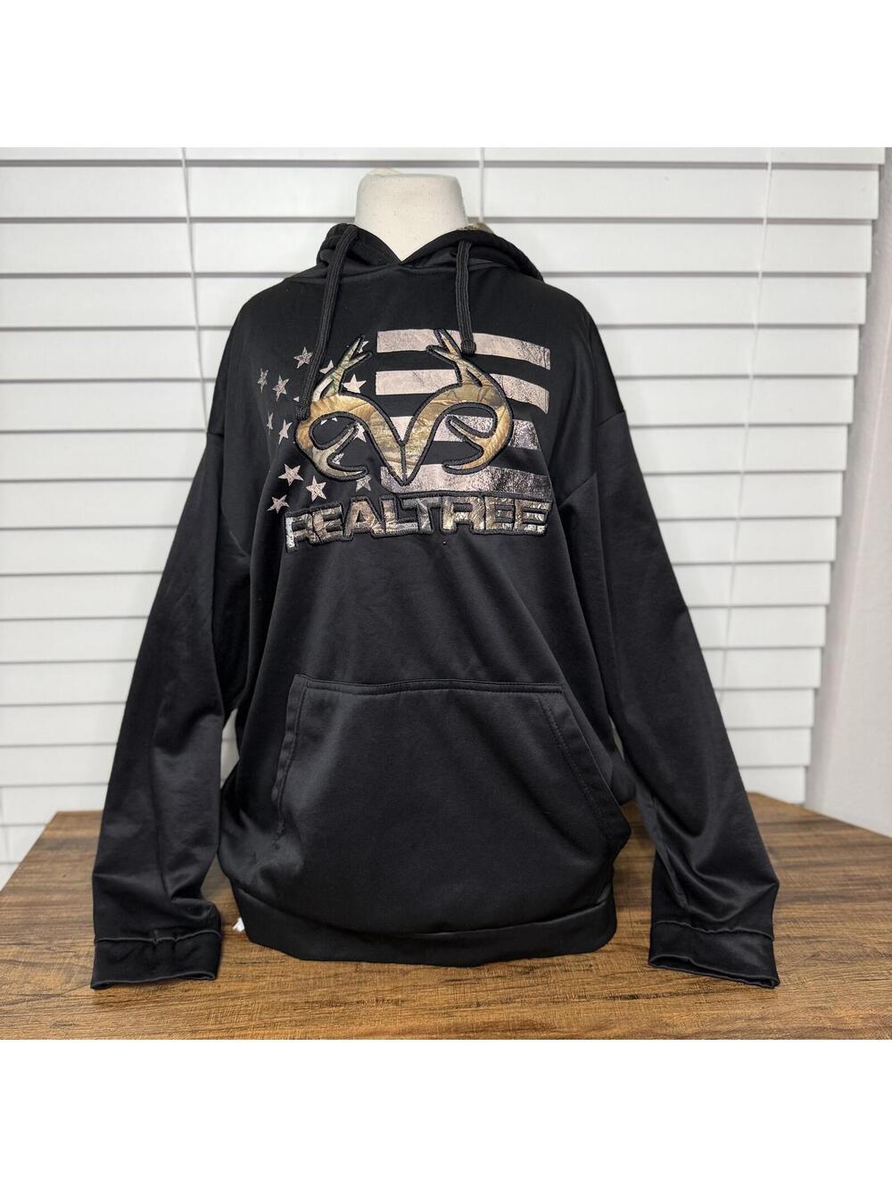 Realtree By Staghorn Men's Black Hoodie Size XL
